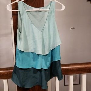 Tri Color ruffle tank